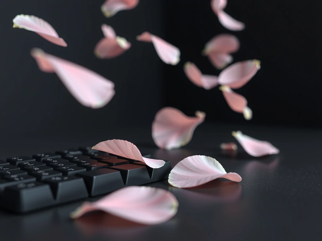 Sakura petals on keyboard